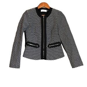 Calvin Klein black &‎ white zip up blazer/ coat